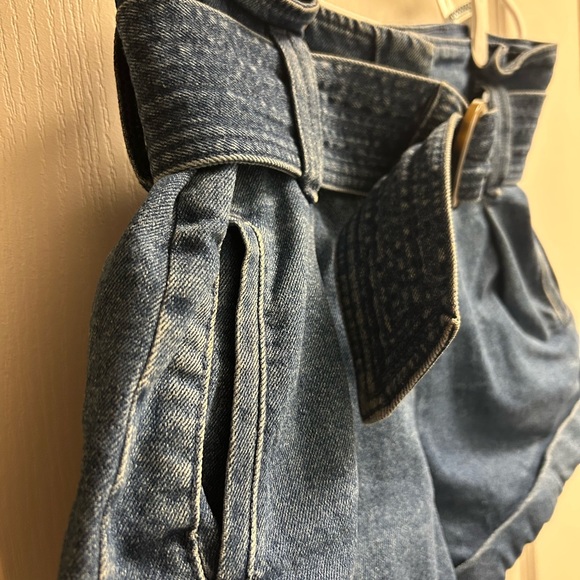 Sezane Rome Blue Jean Shorts with Belt - Picture 6 of 13